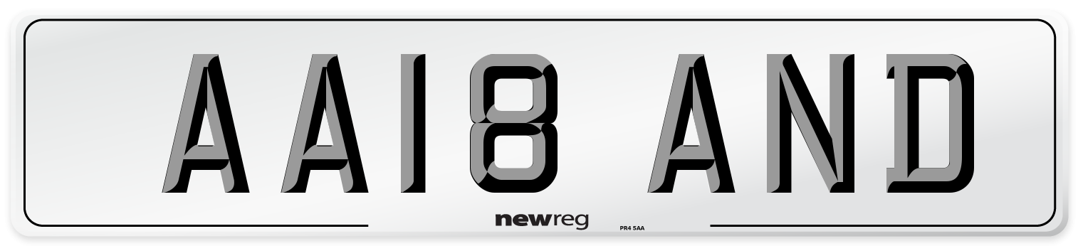 AA18 AND Number Plate from New Reg